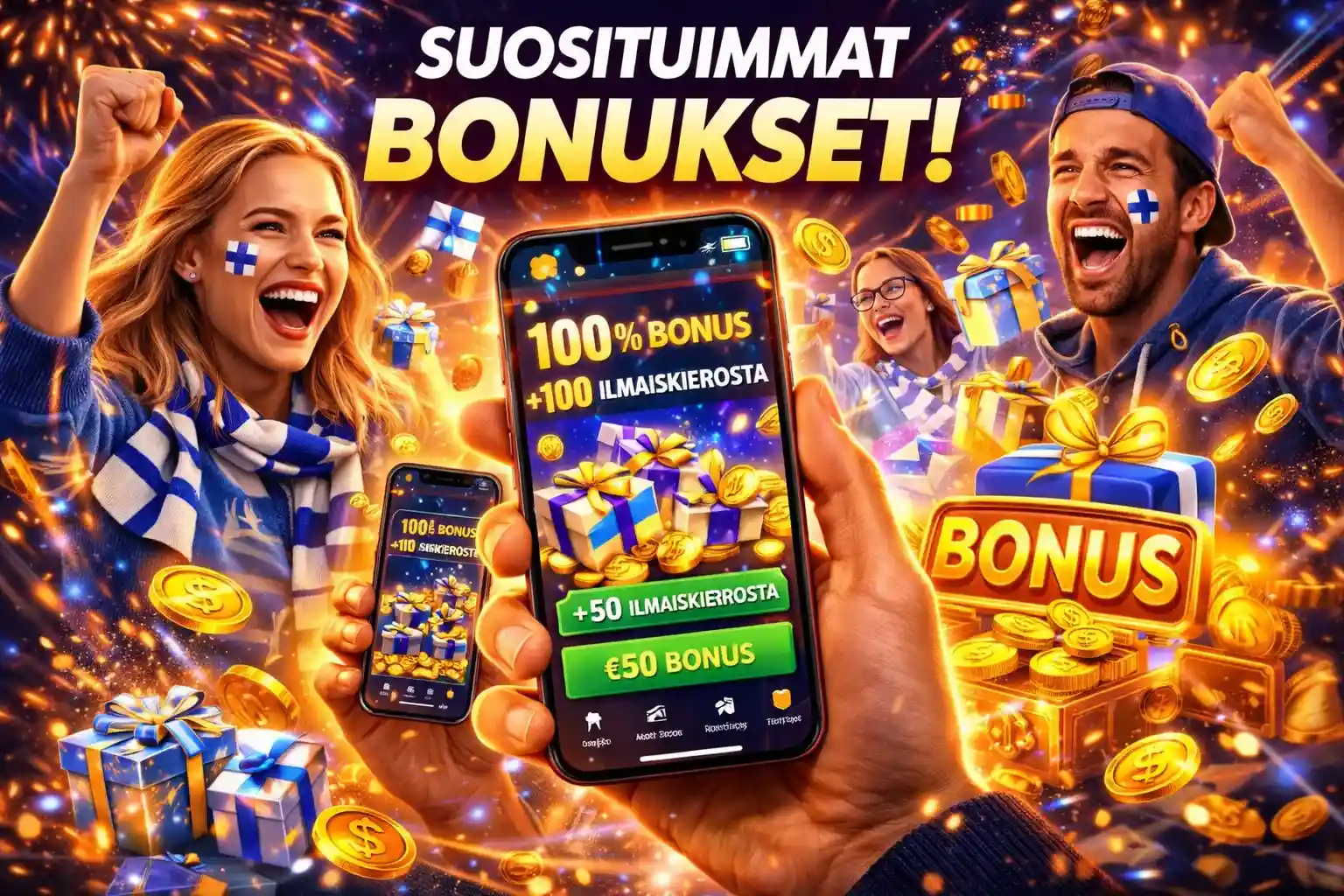 Suomalaiset pelaajat saavat bonuksia ja ilmaiskierroksia mobiilikasinolla